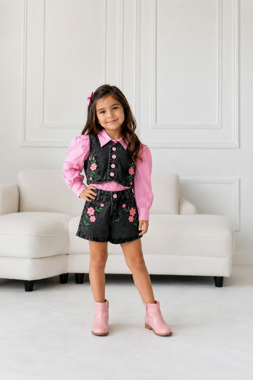Conjunto jeans bordado