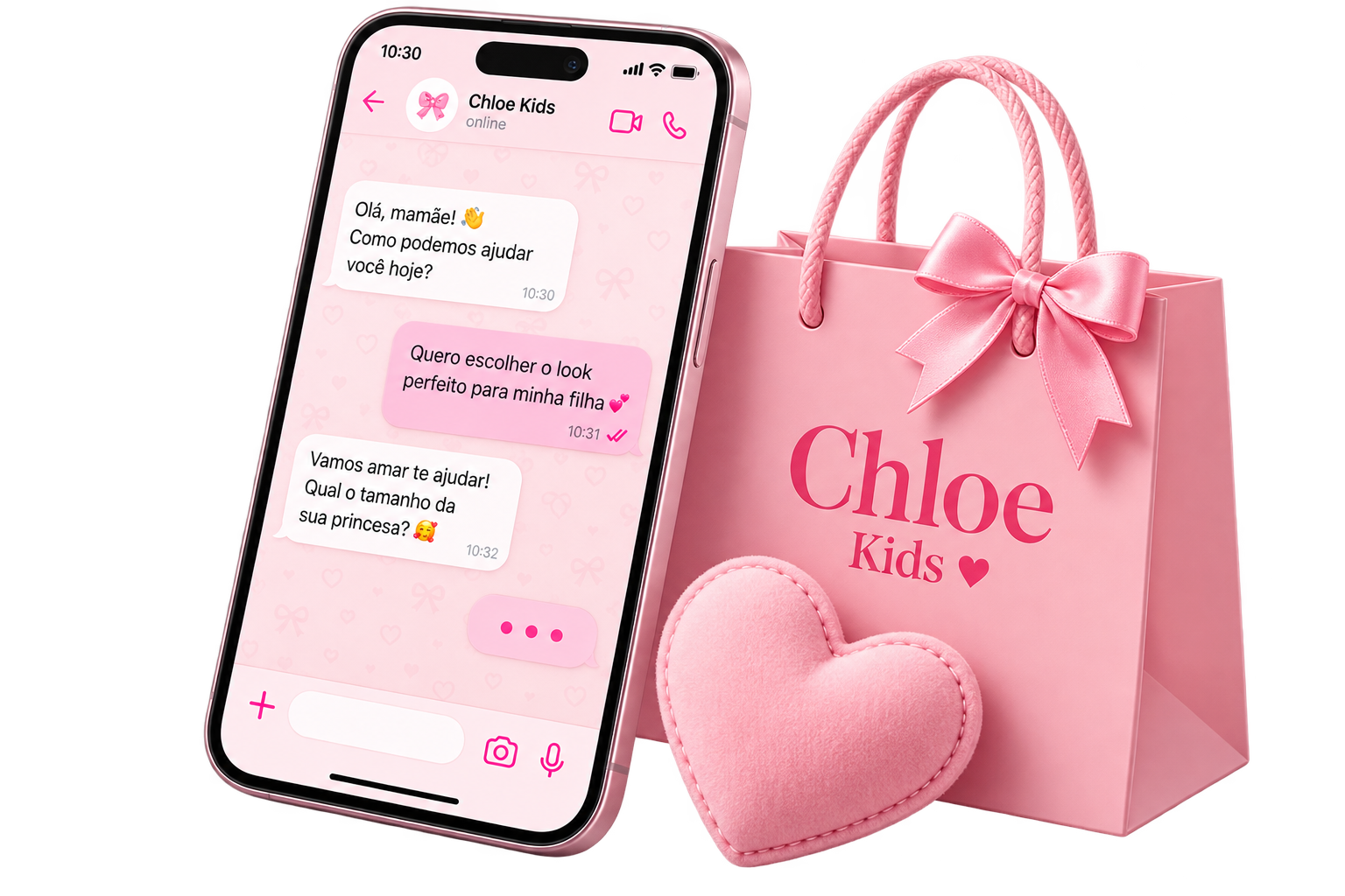 Composição ilustrativa de atendimento da Chloe Kids
